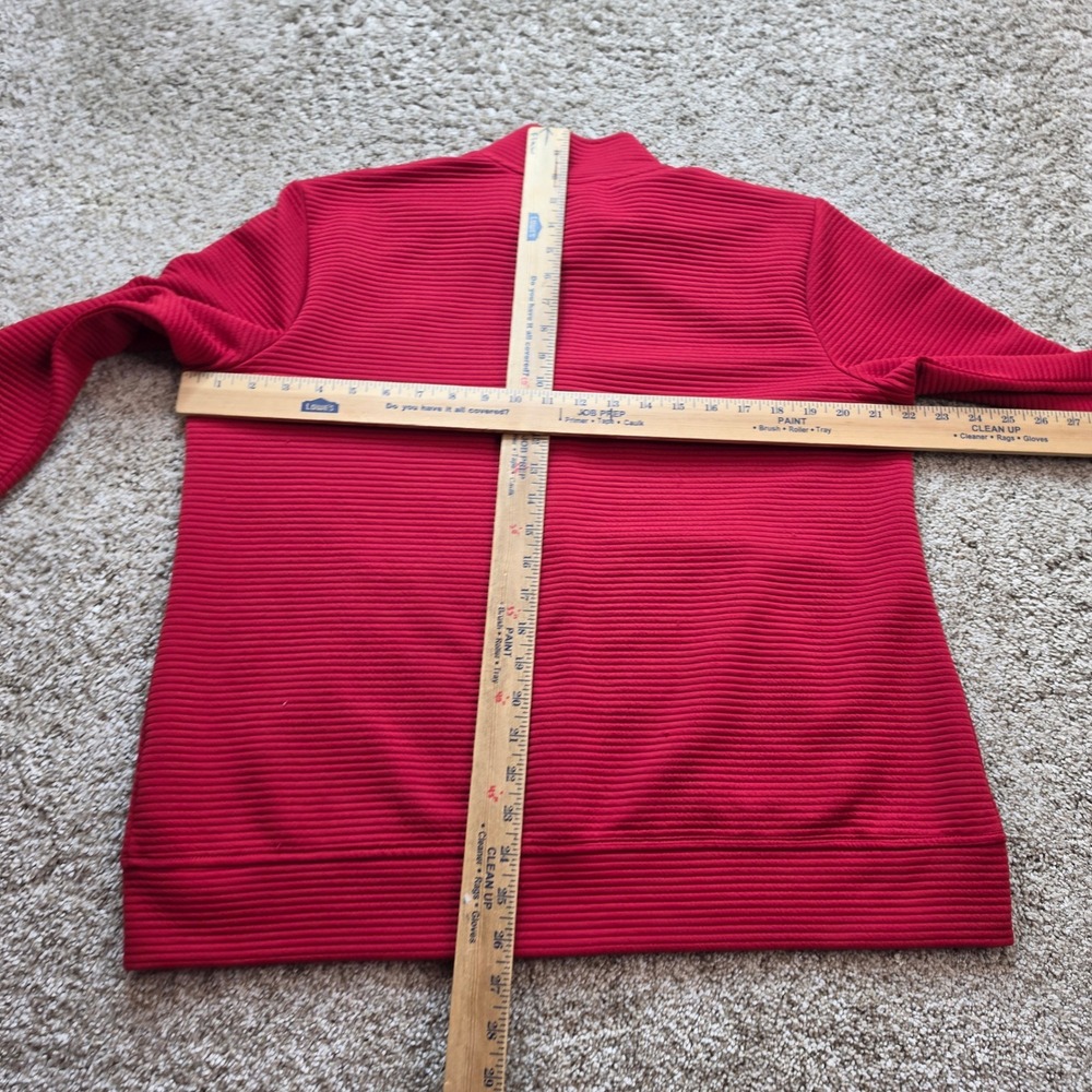 Skechers Hoodless Hoodie Women Large Red Ribbed Full Zip Mock Neck Jacket - Picture 6 of 9